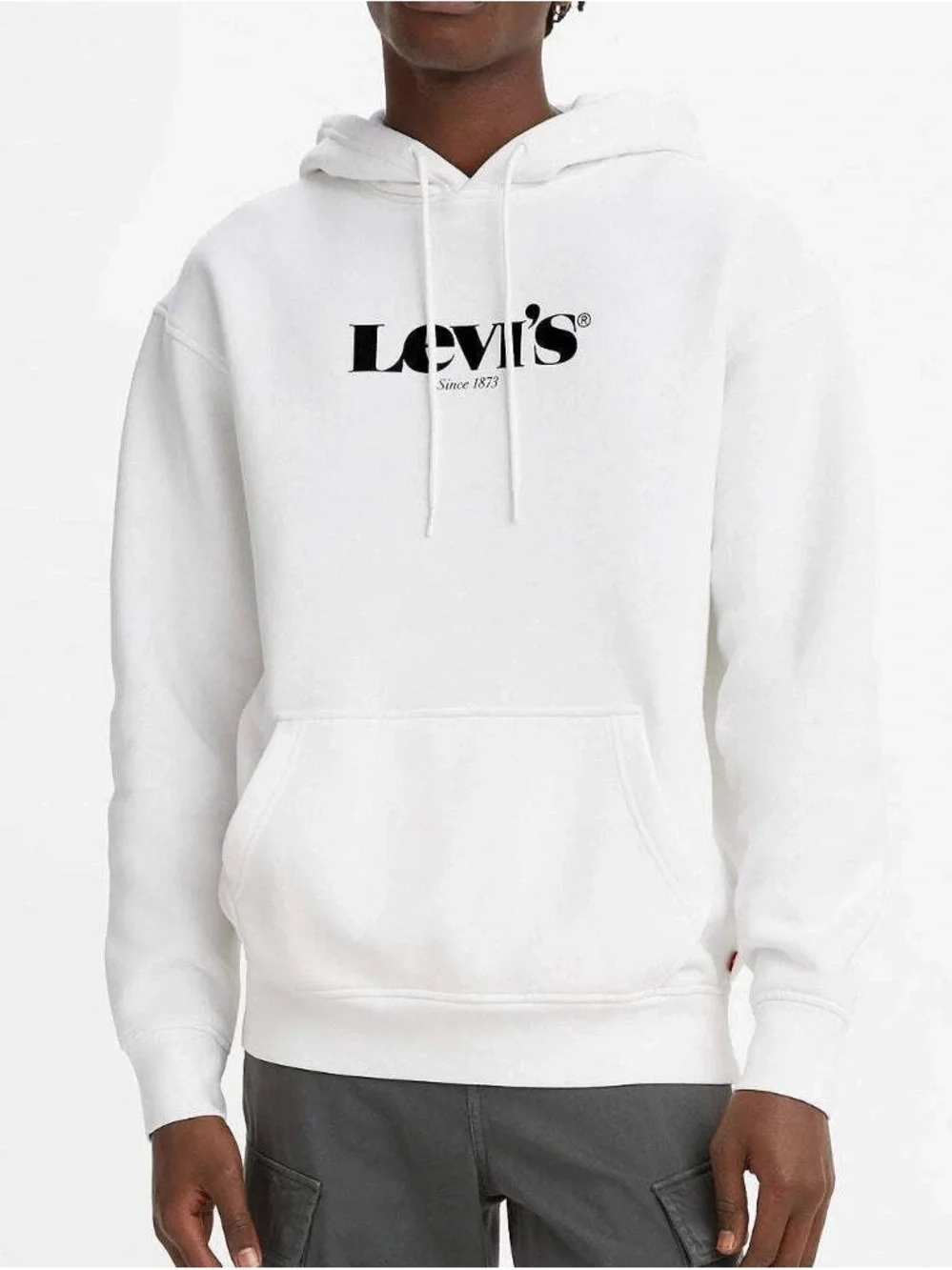 Levi's White Pullover Hoodie with Black Logo
